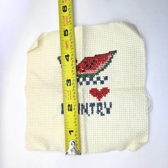 I Love Country Watermelon Cross Stitch Completed 5x5 Fabric Project Decor - Picture 6 of 7